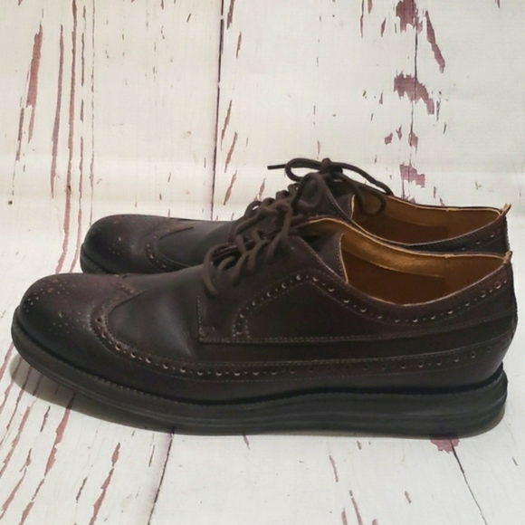 Cole Haan 9.5 Grand os wingtip lace up mens shoes brown main image 6